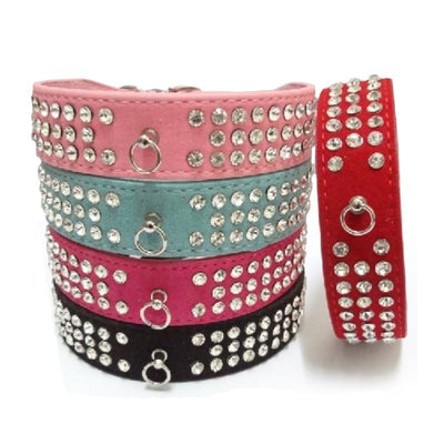 3 Row Rhinestone Pet Collar