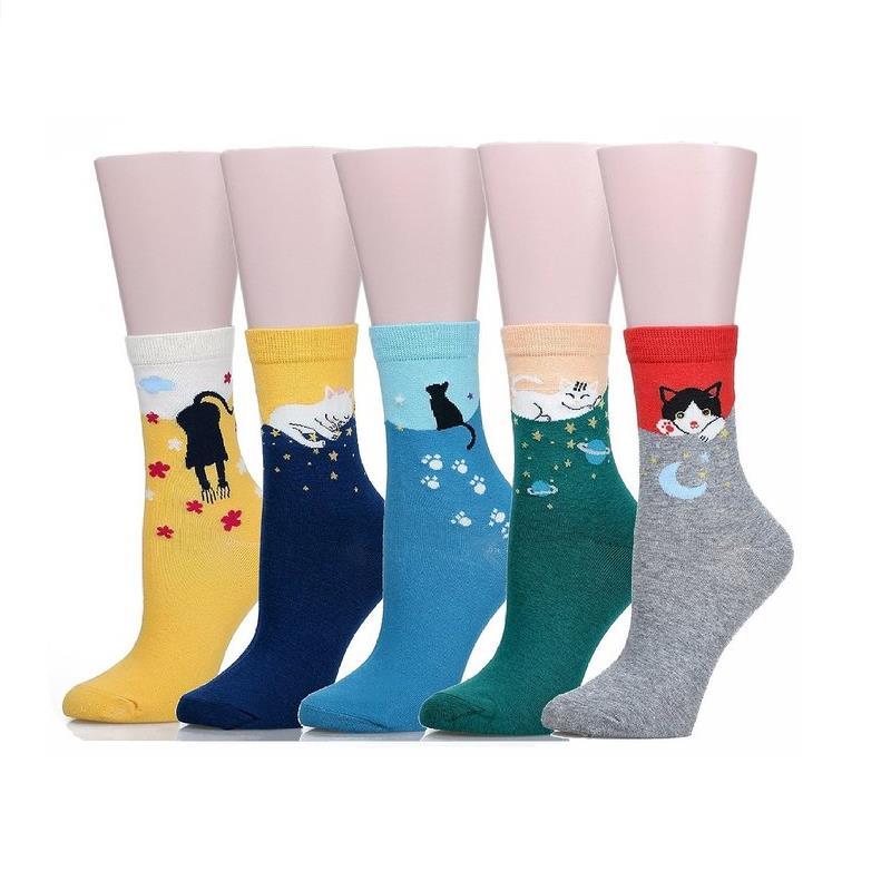 Cute Animal Design Women's Socks - 5 Pairs