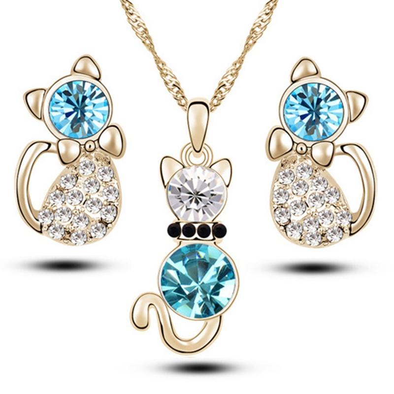 Cat Pendant Necklaces Earrings