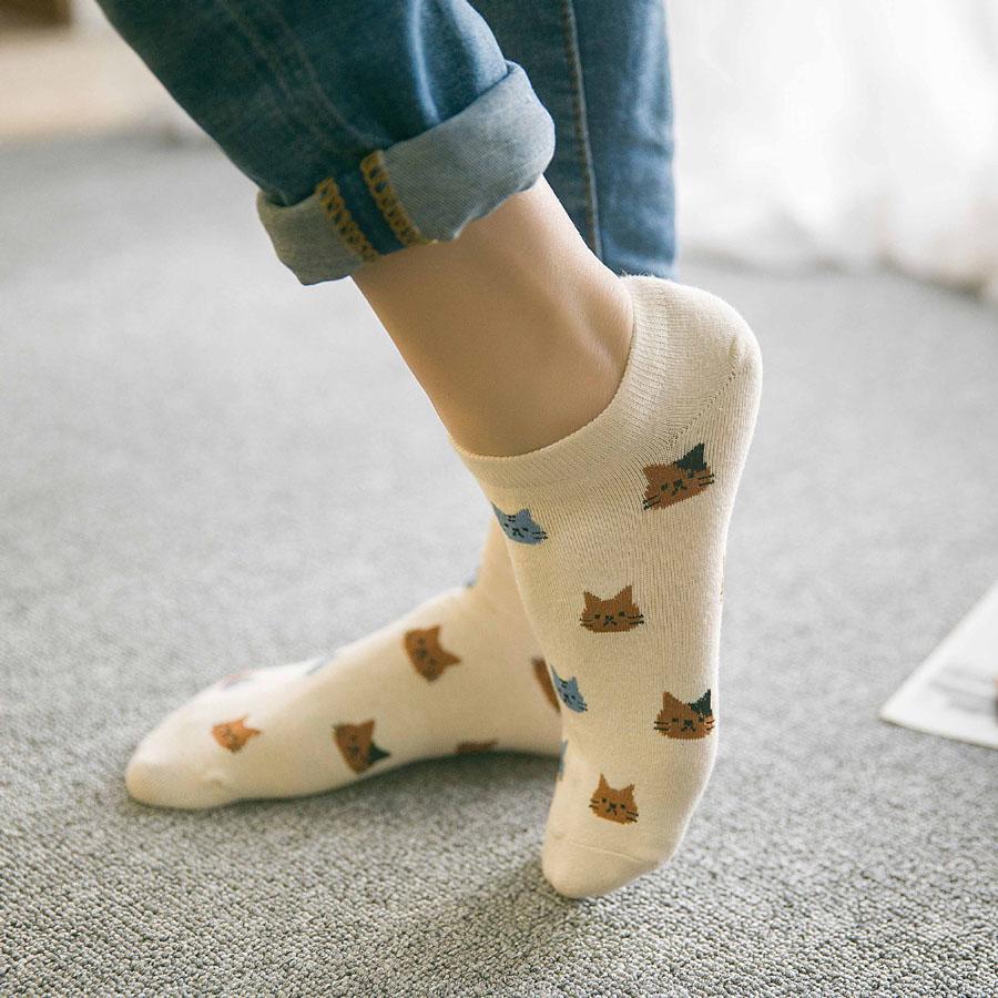 Cute Cat Printed Women's Socks