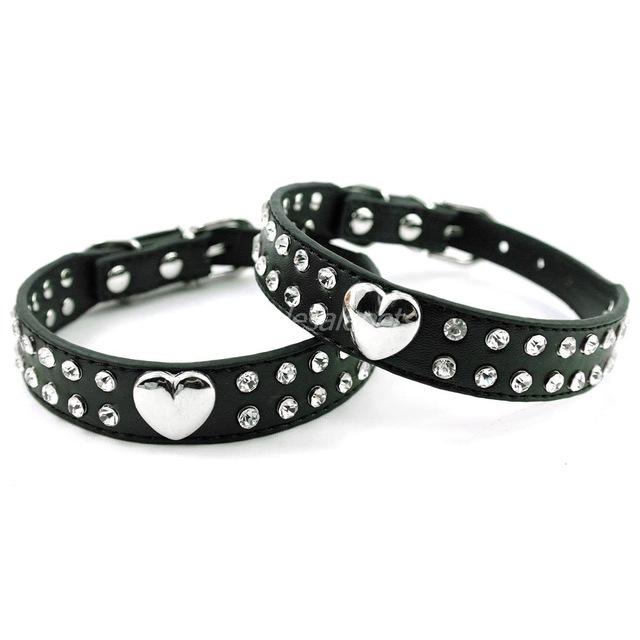 Rhinestone Heart Studded Dog Collar