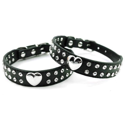 Rhinestone Heart Studded Dog Collar