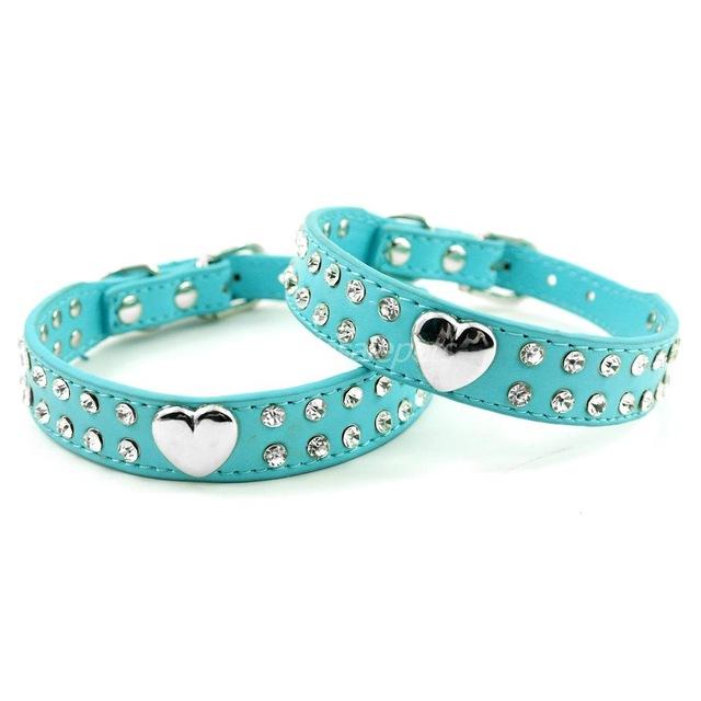 Rhinestone Heart Studded Dog Collar