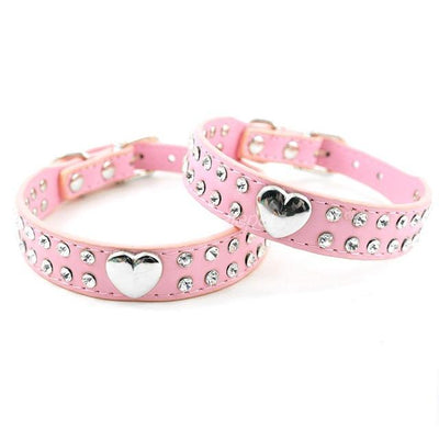 Rhinestone Heart Studded Dog Collar