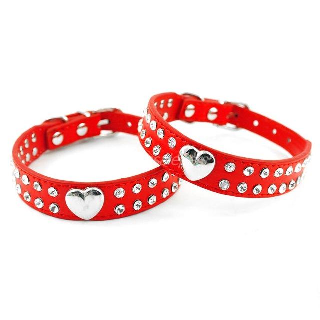 Rhinestone Heart Studded Dog Collar