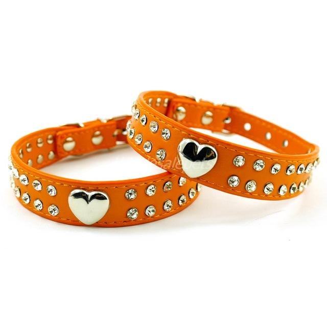 Rhinestone Heart Studded Dog Collar