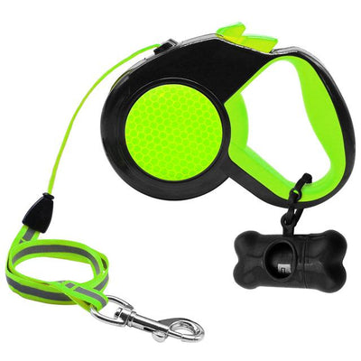Retractable Dog Leash With Free Dog Waste Dispenser
