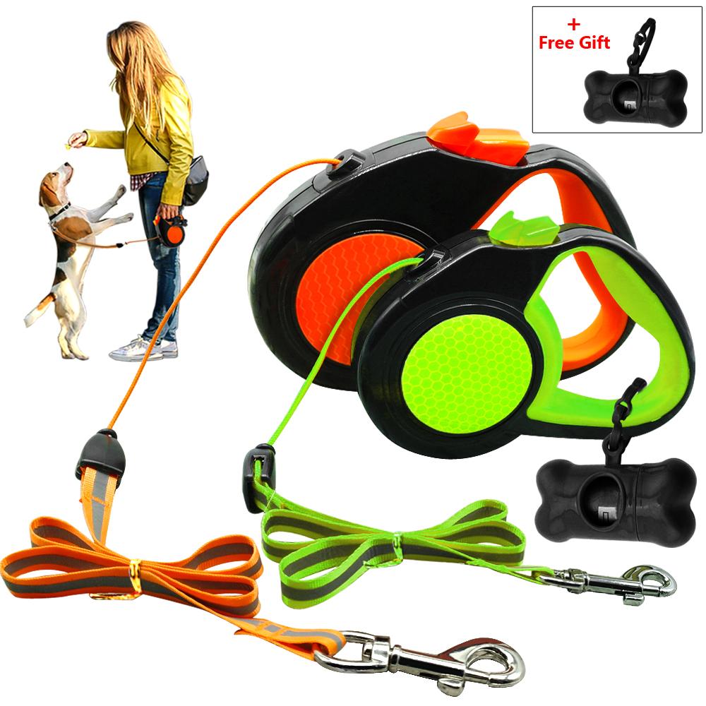 Retractable Dog Leash With Free Dog Waste Dispenser