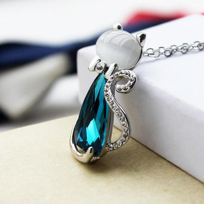 Rhinestone Crystal Bow Lovely Cat Necklace Pendants