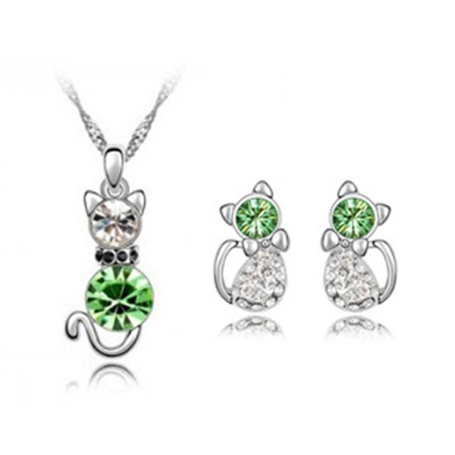 Cat Pendant Necklaces Earrings