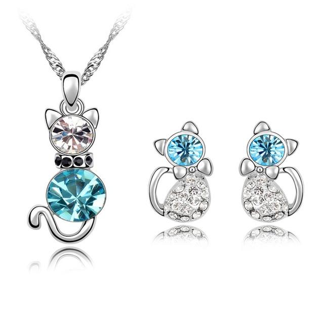 Cat Pendant Necklaces Earrings