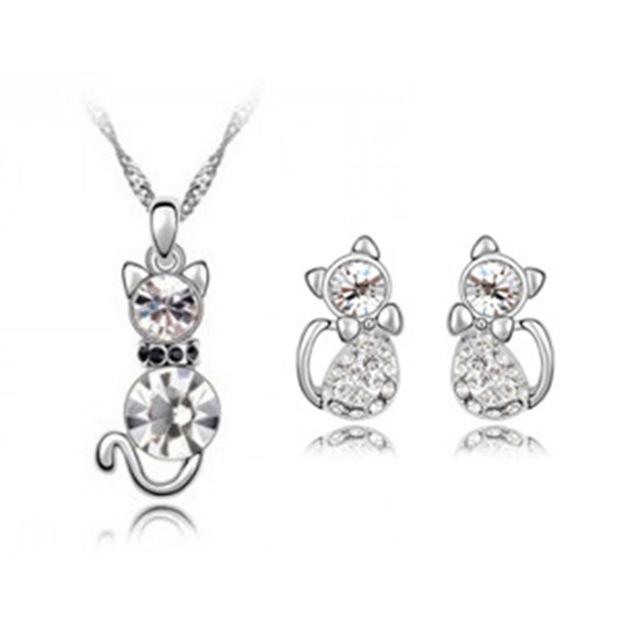 Cat Pendant Necklaces Earrings