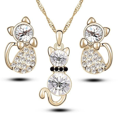 Cat Pendant Necklaces Earrings