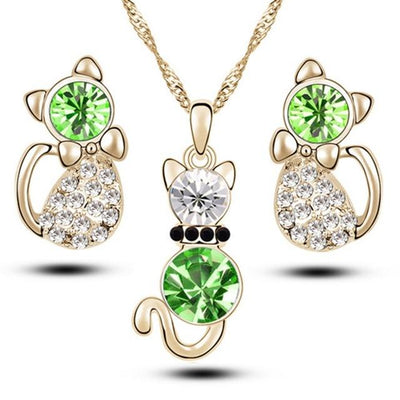 Cat Pendant Necklaces Earrings