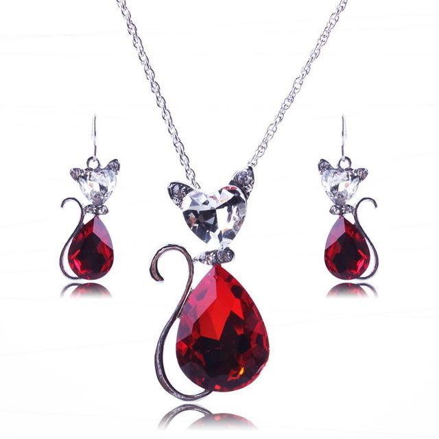 Cat Pendant Necklace/Earrings