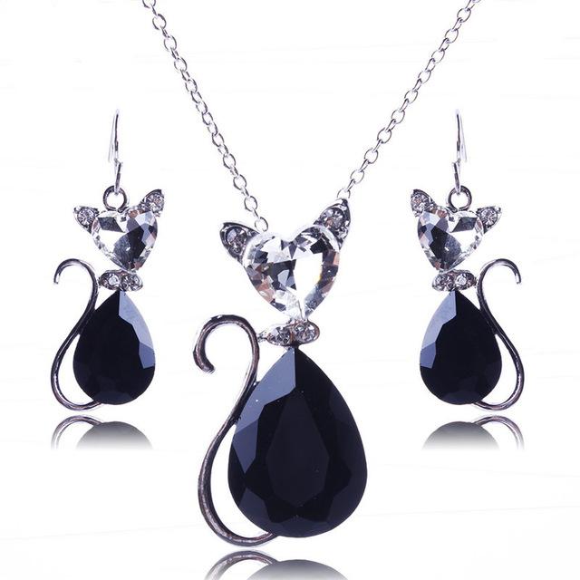 Cat Pendant Necklace/Earrings