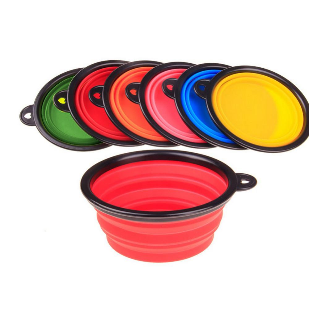 Collapsible foldable silicone dog bowl