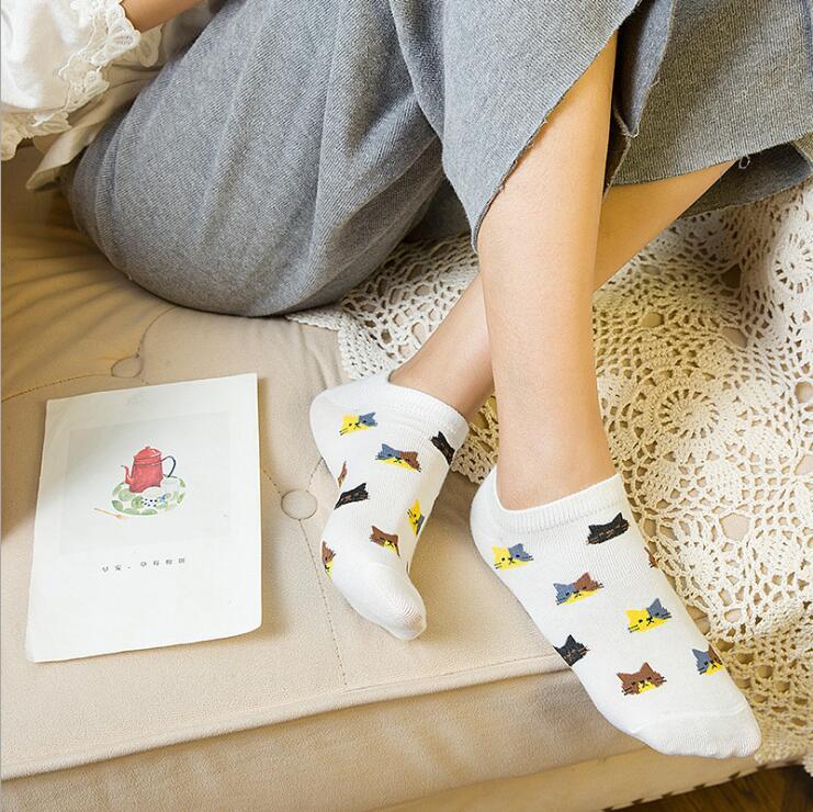 Cute Cat Printed Women's Socks