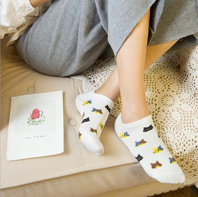 Cute Cat Printed Women's Socks