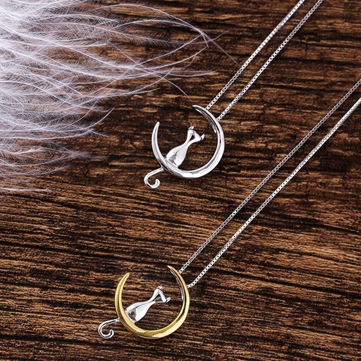 Cat Moon Pendant Necklace