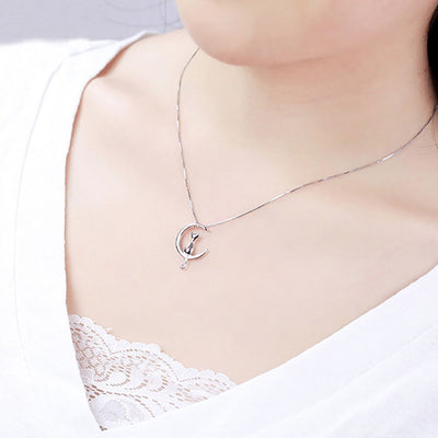 Cat Moon Pendant Necklace