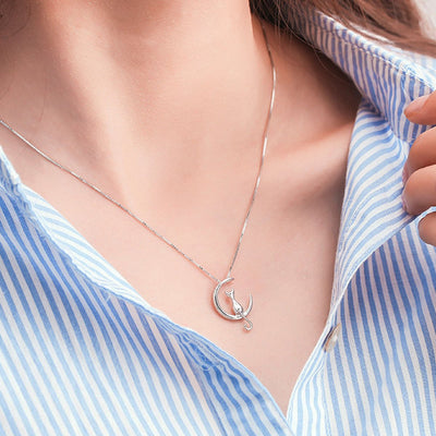 Cat Moon Pendant Necklace