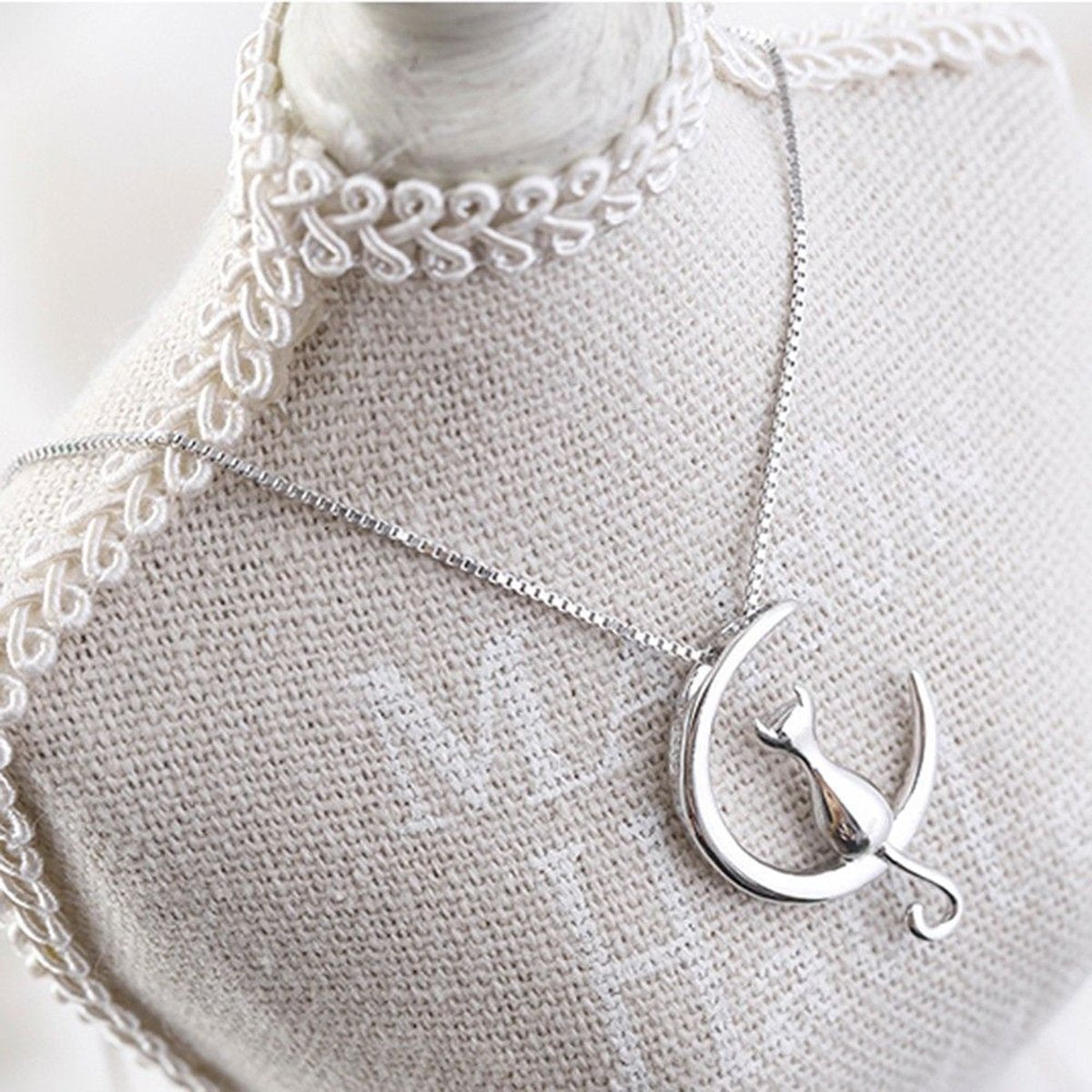 Cat Moon Pendant Necklace