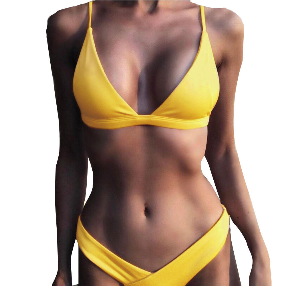 Dropshipping 2017 Hot Swimwear Women Bikinis Sexy Thong Bathing Suit Push Up Brazilian Bikini Solid Swimsuits wholesale #EW