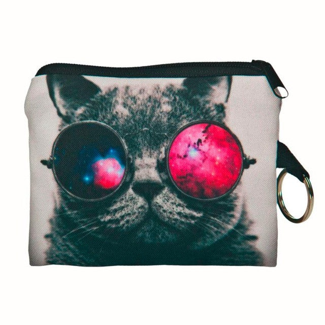 New Cute Cat Face Zipper Case Coin Purse female Girl Printing Coins Change Child Purse Makeup Bag Clutch Wallet Phone Key Bags