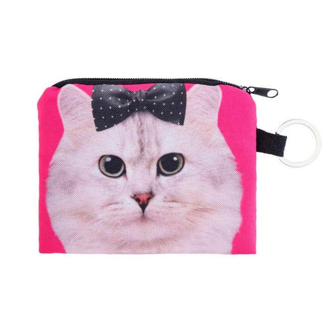 New Cute Cat Face Zipper Case Coin Purse female Girl Printing Coins Change Child Purse Makeup Bag Clutch Wallet Phone Key Bags