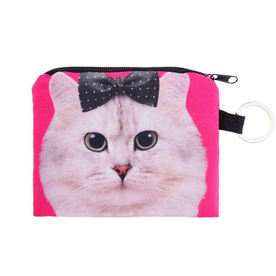 New Cute Cat Face Zipper Case Coin Purse female Girl Printing Coins Change Child Purse Makeup Bag Clutch Wallet Phone Key Bags