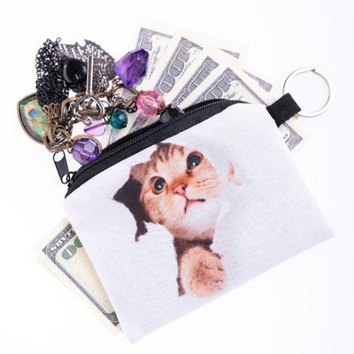 New Cute Cat Face Zipper Case Coin Purse female Girl Printing Coins Change Child Purse Makeup Bag Clutch Wallet Phone Key Bags