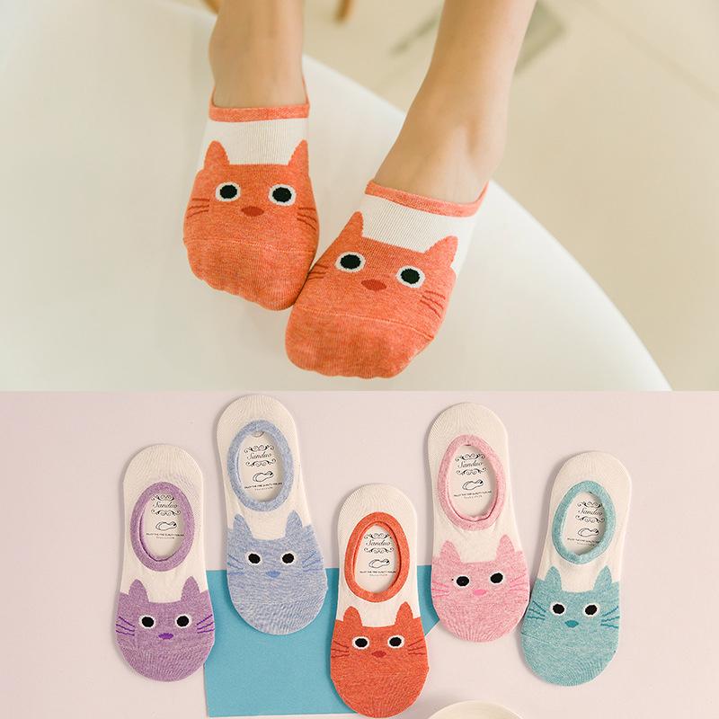 Cat Printed Women's Boat Socks