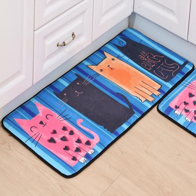 Welcome Floor Mats Animal Cat Printed Bathroom Kitchen Carpets Doormats Floor Mat for Living Room Anti-Slip Tapete