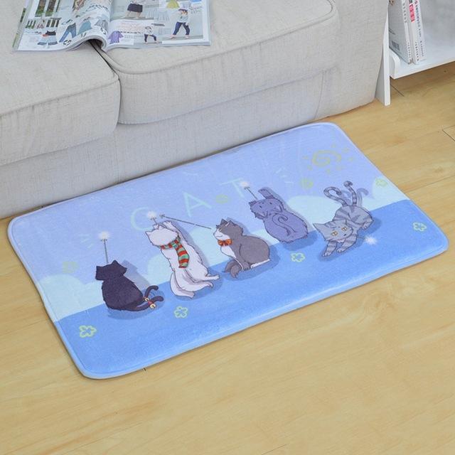 Welcome Floor Mats Animal Cat Printed Bathroom Kitchen Carpets Doormats Floor Mat for Living Room Anti-Slip Tapete