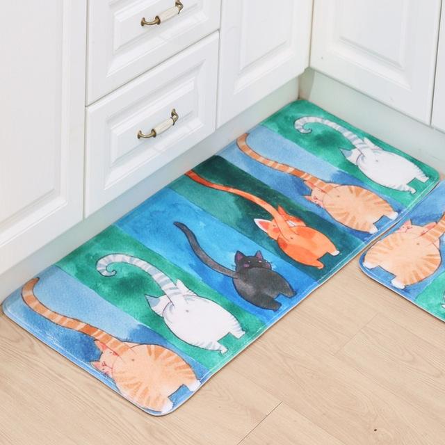Welcome Floor Mats Animal Cat Printed Bathroom Kitchen Carpets Doormats Floor Mat for Living Room Anti-Slip Tapete