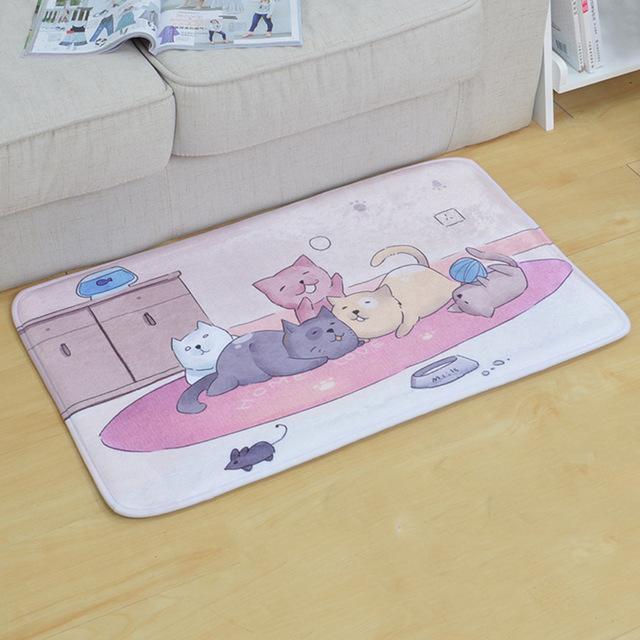 Welcome Floor Mats Animal Cat Printed Bathroom Kitchen Carpets Doormats Floor Mat for Living Room Anti-Slip Tapete