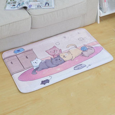 Welcome Floor Mats Animal Cat Printed Bathroom Kitchen Carpets Doormats Floor Mat for Living Room Anti-Slip Tapete