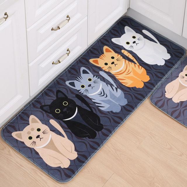 Welcome Floor Mats Animal Cat Printed Bathroom Kitchen Carpets Doormats Floor Mat for Living Room Anti-Slip Tapete