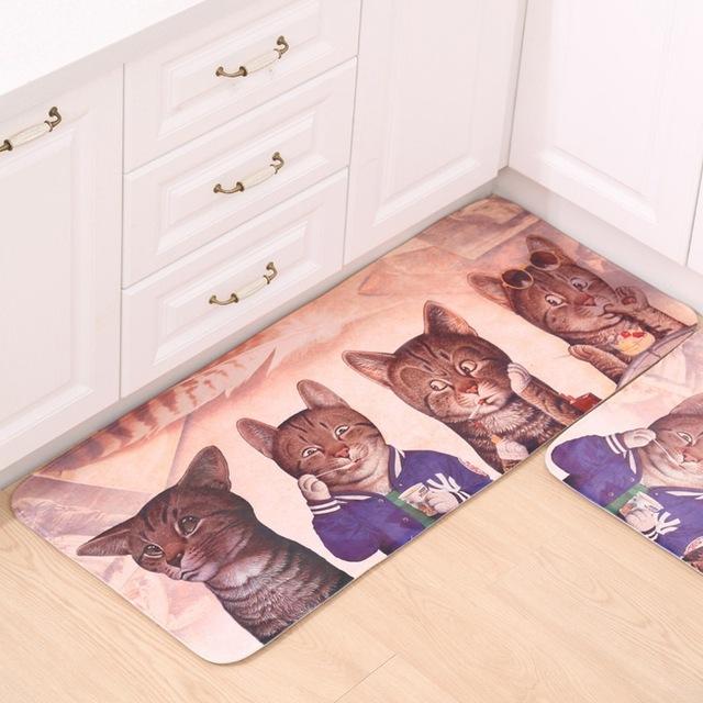 Welcome Floor Mats Animal Cat Printed Bathroom Kitchen Carpets Doormats Floor Mat for Living Room Anti-Slip Tapete