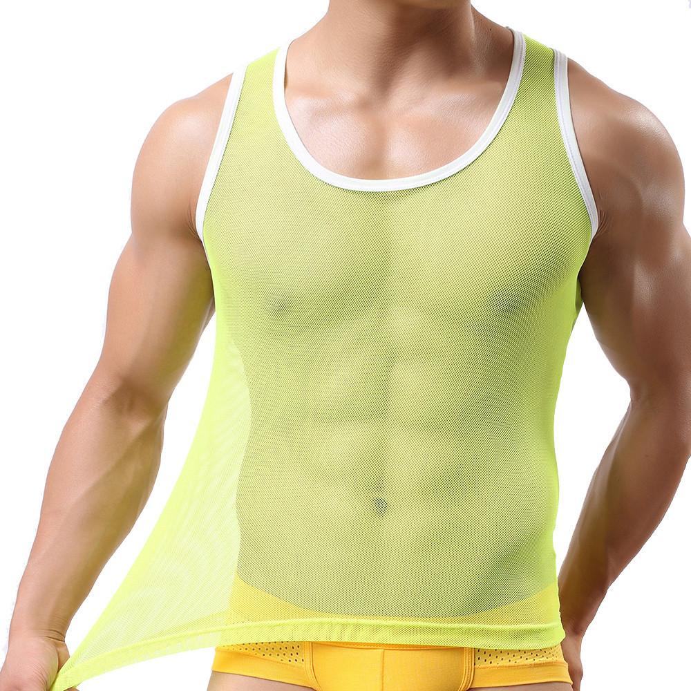 Men Ice Silk Perspective Sleeveless Tank Top