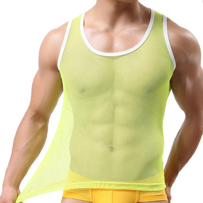 Men Ice Silk Perspective Sleeveless Tank Top
