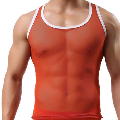Men Ice Silk Perspective Sleeveless Tank Top