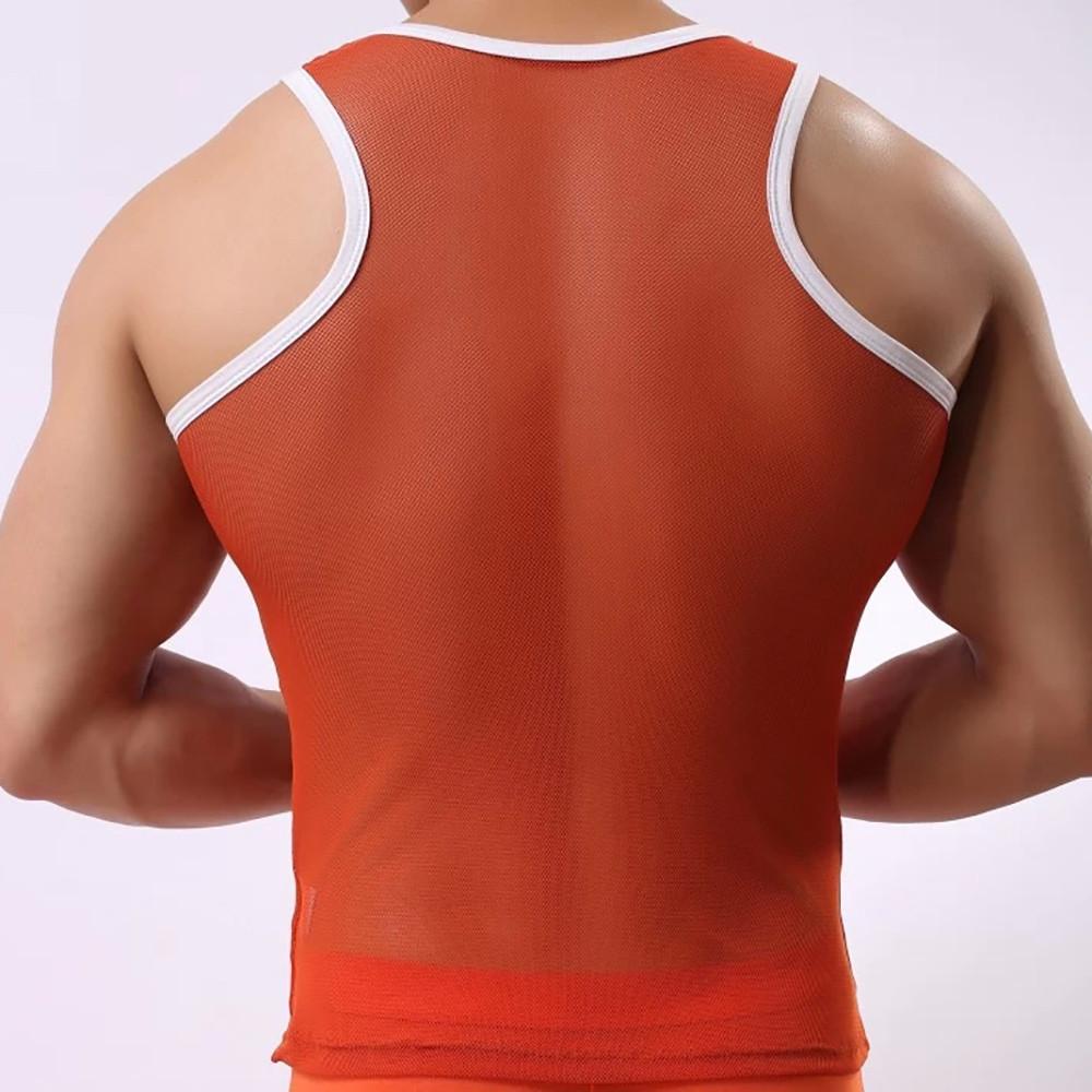 Men Ice Silk Perspective Sleeveless Tank Top