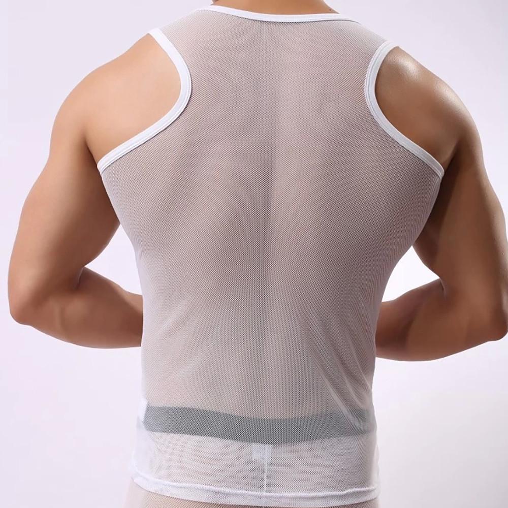 Men Ice Silk Perspective Sleeveless Tank Top