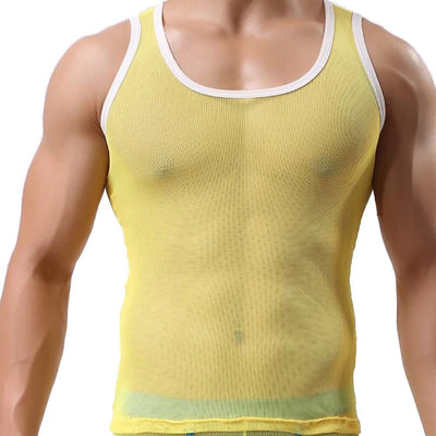 Men Ice Silk Perspective Sleeveless Tank Top