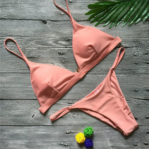 Sexy Swimwear Sports Swimsuit Bikinis Women Bikini Deep V  Monokini Push Up Bandage