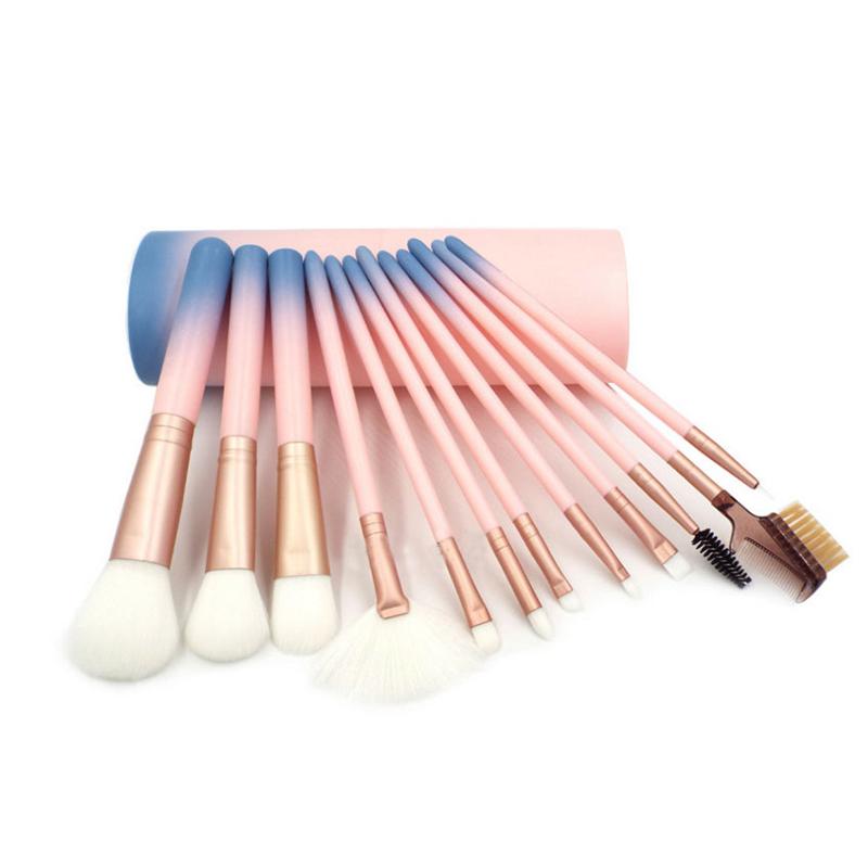 ELECOOL 12Pcs Pink Make Up Brushes Set