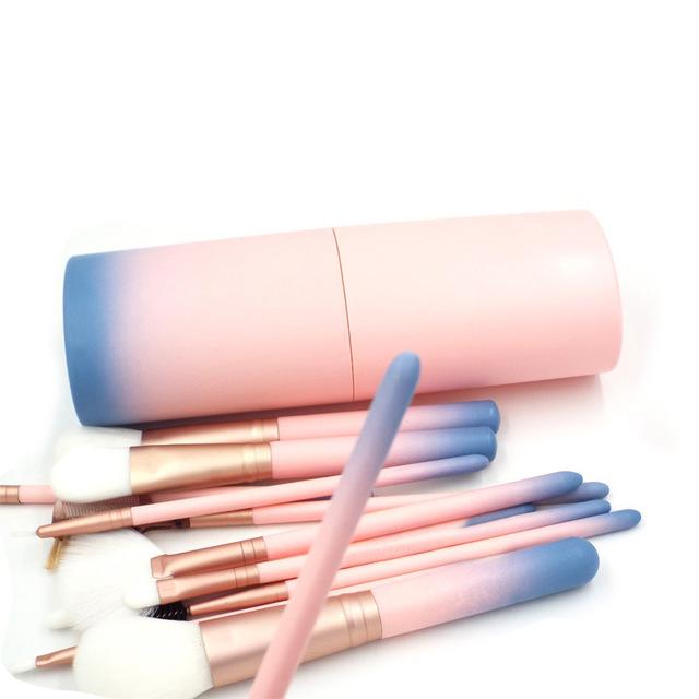 ELECOOL 12Pcs Pink Make Up Brushes Set