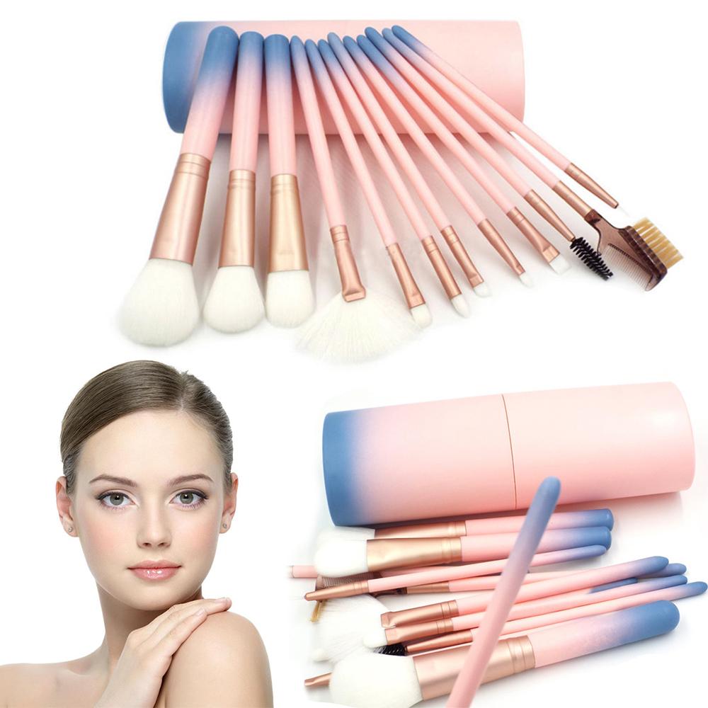 ELECOOL 12Pcs Pink Make Up Brushes Set